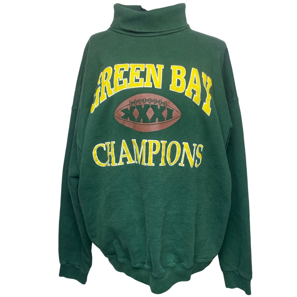 Vintage Green Bay Packers Super Bowl XXXI Champions Sweatshirt Tultex XL Green